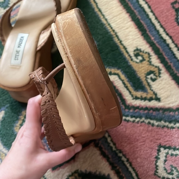 Steve Madden platform sandal shoe size 7.5 y2k wood clog summer vintage - Picture 4 of 7